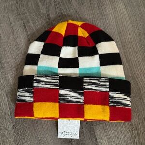 free people checkerboard beanie.  NWT